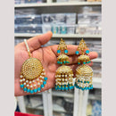 Hira Collections Stylish Beads And Pearl Jhumki Earrings With Maang Tikka