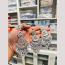 Hira Collections Stylish Crystal Stone And Pearl Dangler Earrings With Maang Tikka