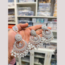 Hira Collections Stylish Crystal Stone And Pearl Dangler Earrings With Maang Tikka
