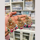 Hira Collections Stylish Crystal Stone And Pearl Dangler Earrings With Maang Tikka