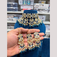 Hira Collections Premium Kundan Stone And Pearl Meenakari Choker Necklace Set