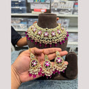 Hira Collections Premium Kundan Stone And Pearl Meenakari Choker Necklace Set