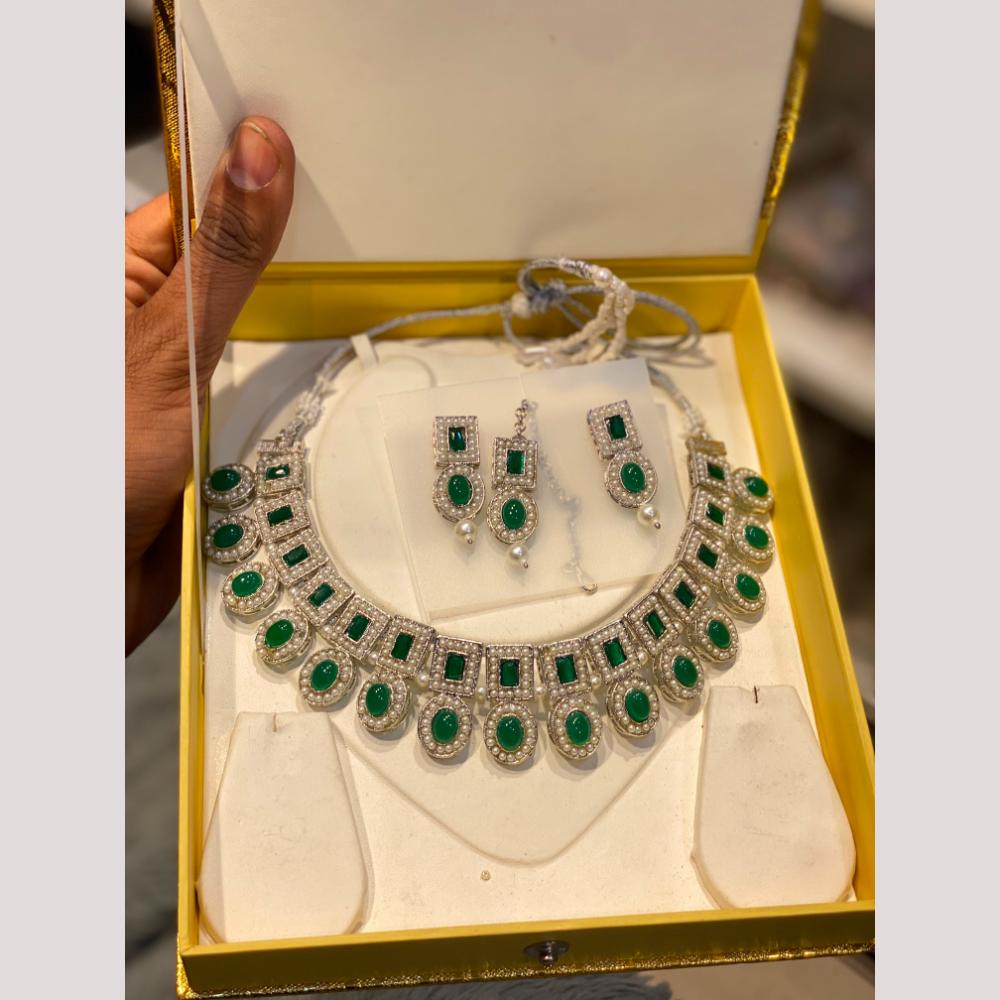 Hira Collections Royal Pota Stone And Pearl Necklace Set