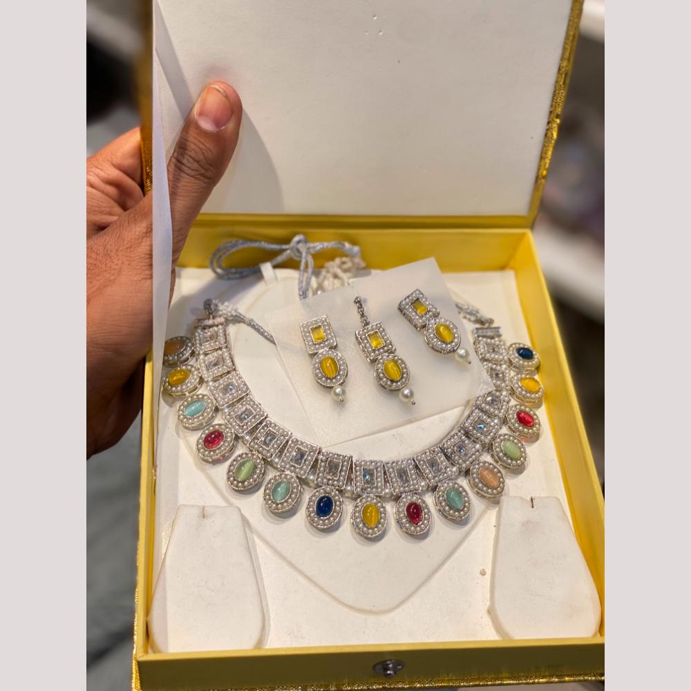 Hira Collections Royal Pota Stone And Pearl Necklace Set