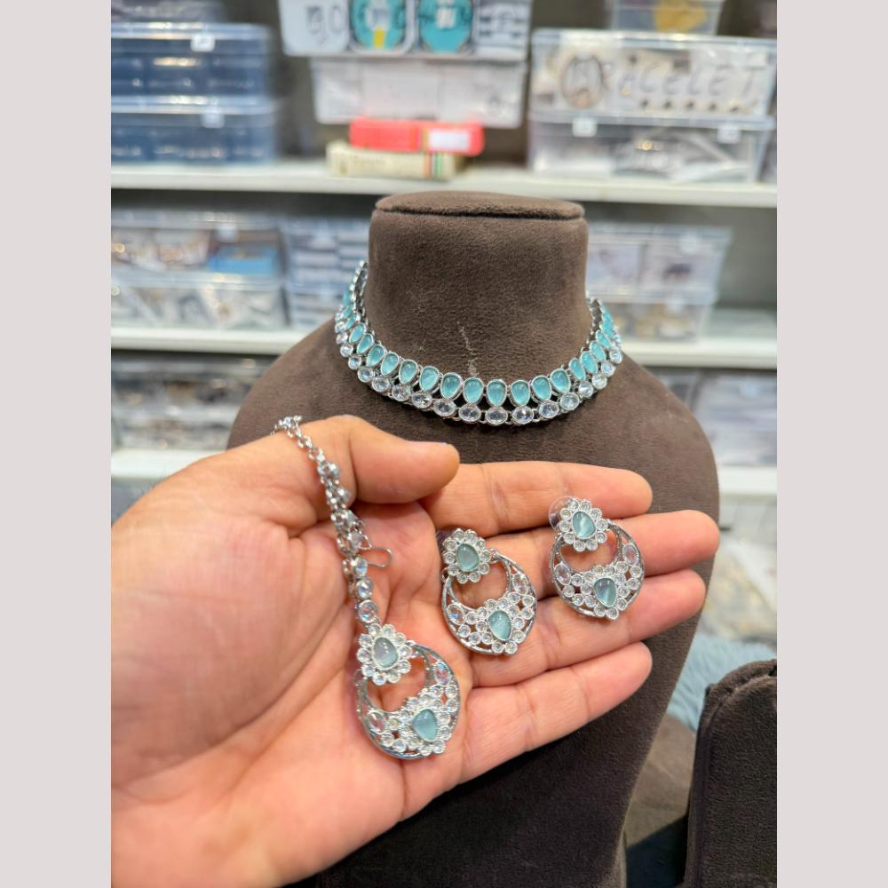 Hira Collections Royal Pota Stone Choker Necklace Set