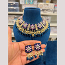 Hira Collections Premium Kundan Stone And Pearl Meenakari Choker Necklace Set