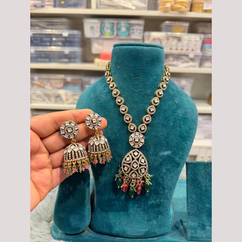 Hira Collections Designer Polki Kundan Stone And Pearl Necklace Set for Women