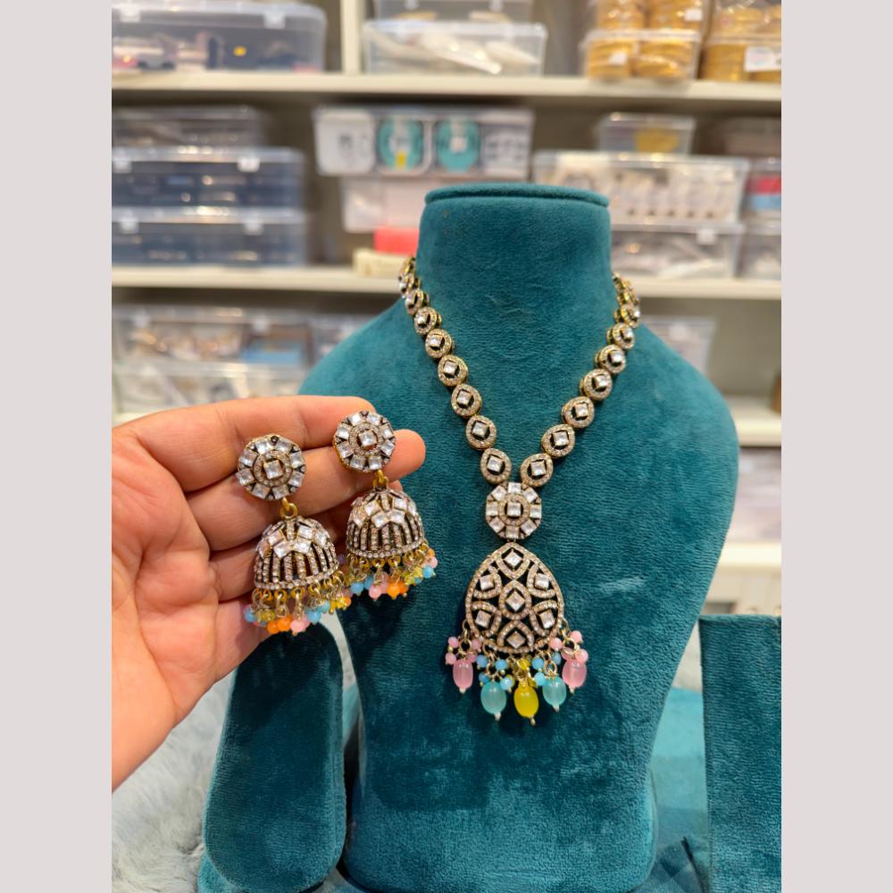 Hira Collections Designer Polki Kundan Stone And Pearl Necklace Set for Women