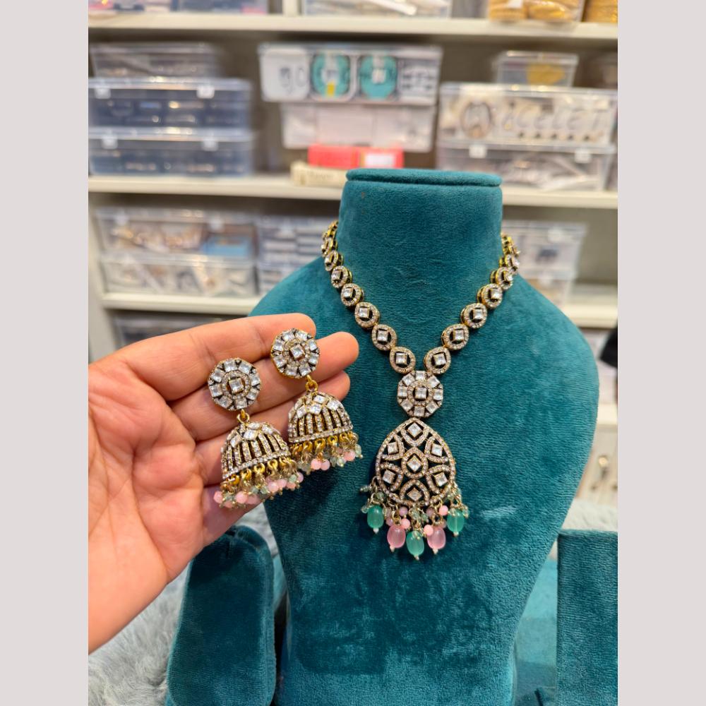 Hira Collections Designer Polki Kundan Stone And Pearl Necklace Set for Women