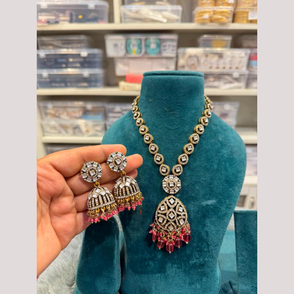 Hira Collections Designer Polki Kundan Stone And Pearl Necklace Set for Women