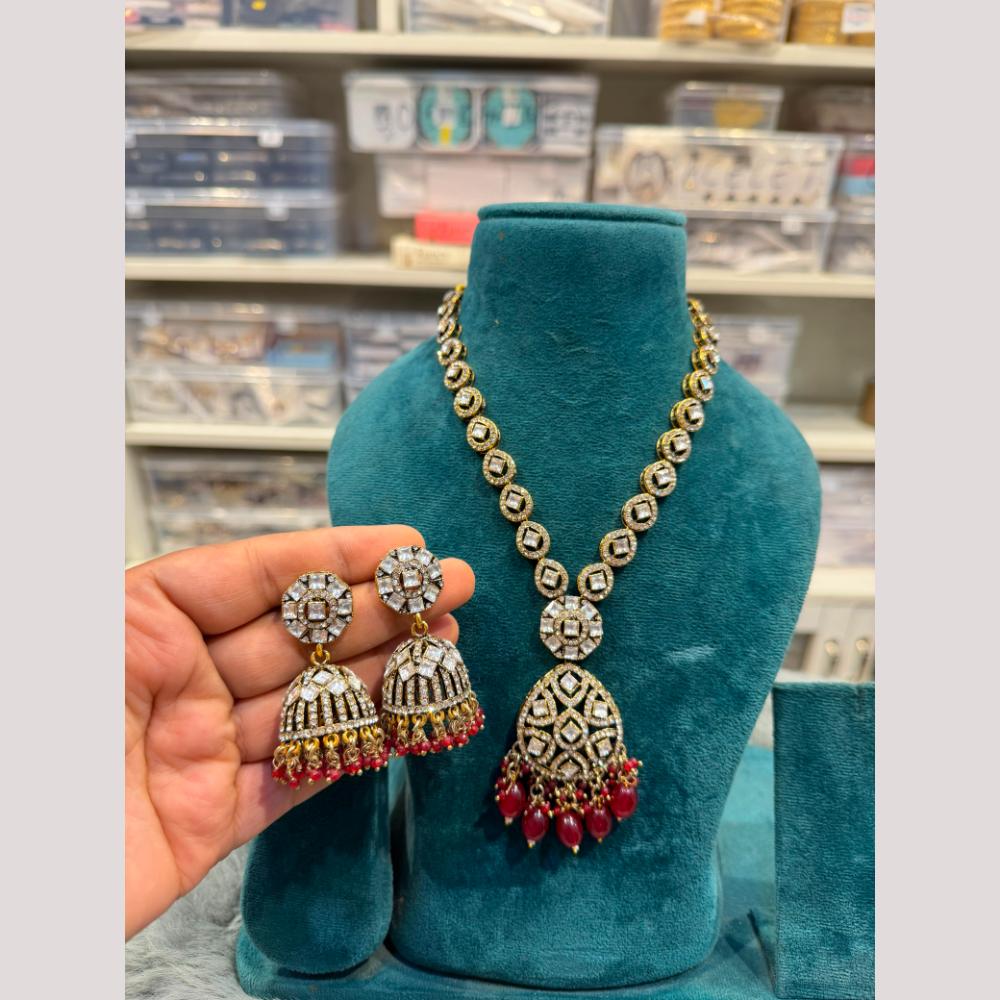 Hira Collections Designer Polki Kundan Stone And Pearl Necklace Set for Women