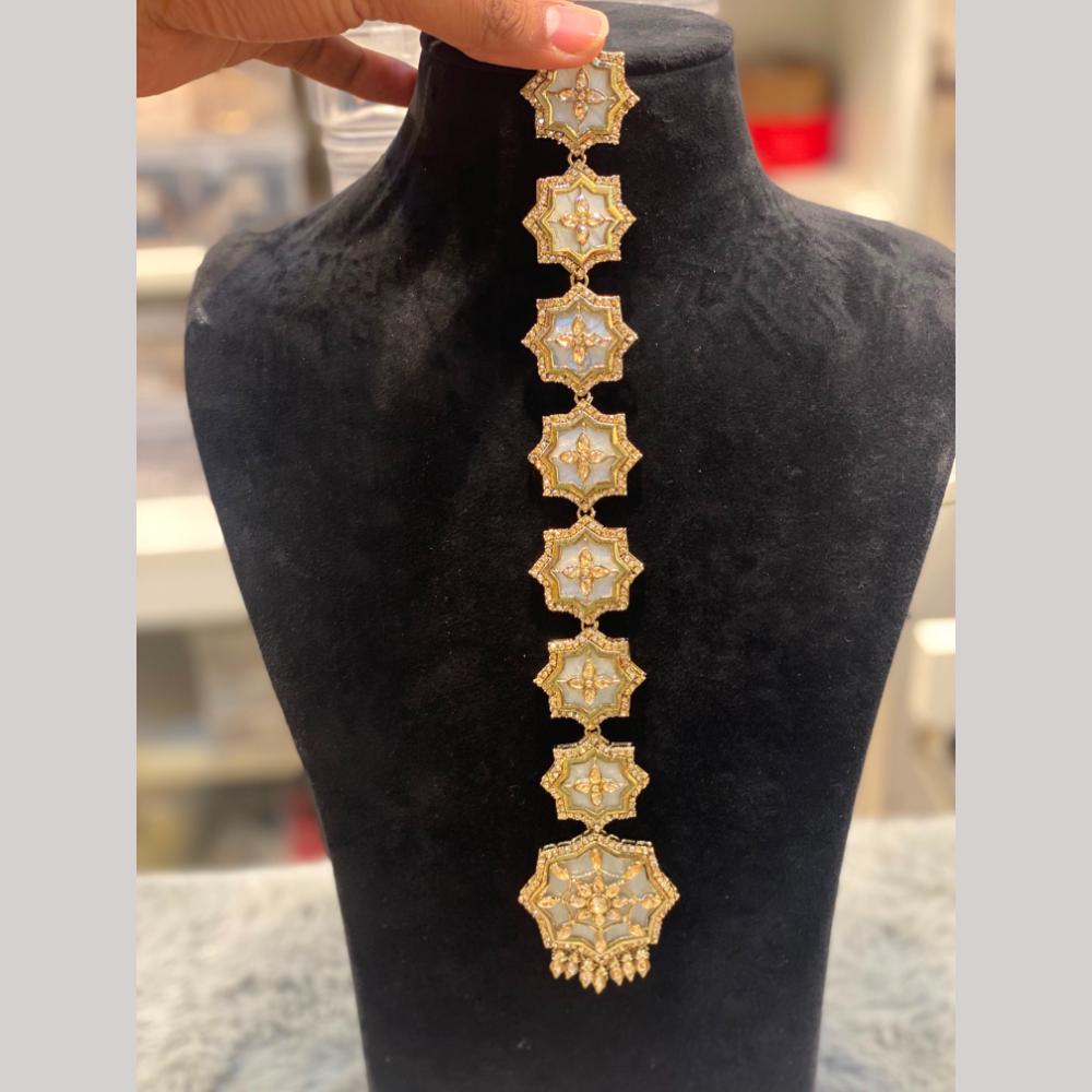 Hira Collections Gorgeous Crystal Stone And Pearl Hair Choti Wedding & Festive Look  