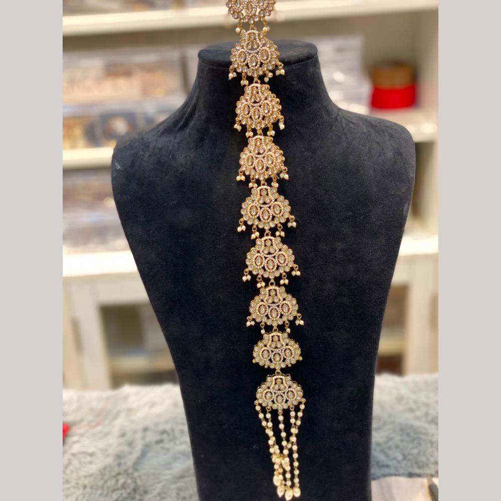 Hira Collections Gorgeous Crystal Stone And Pearl Hair Choti Wedding & Festive Look  