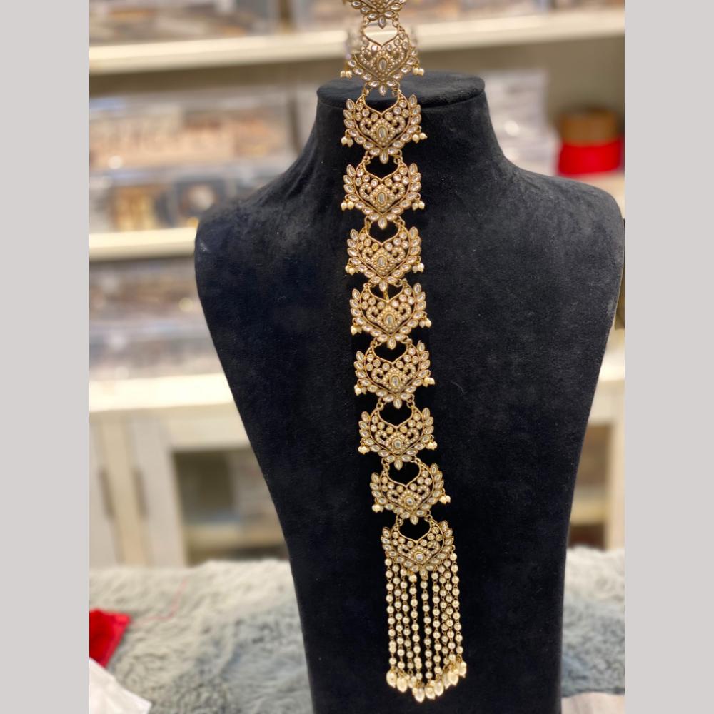 Hira Collections Gorgeous Crystal Stone And Pearl Hair Choti Wedding & Festive Look  