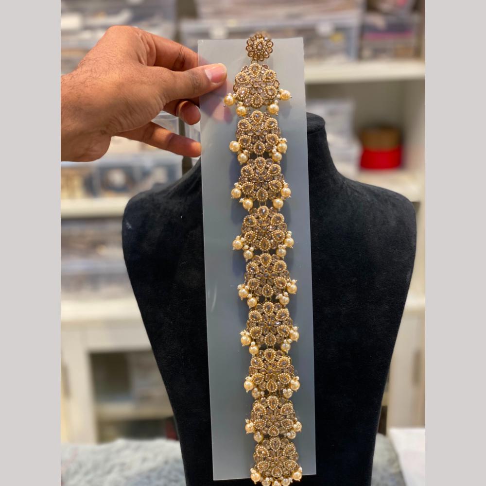 Hira Collections Gorgeous Crystal Stone And Pearl Hair Choti Wedding & Festive Look  
