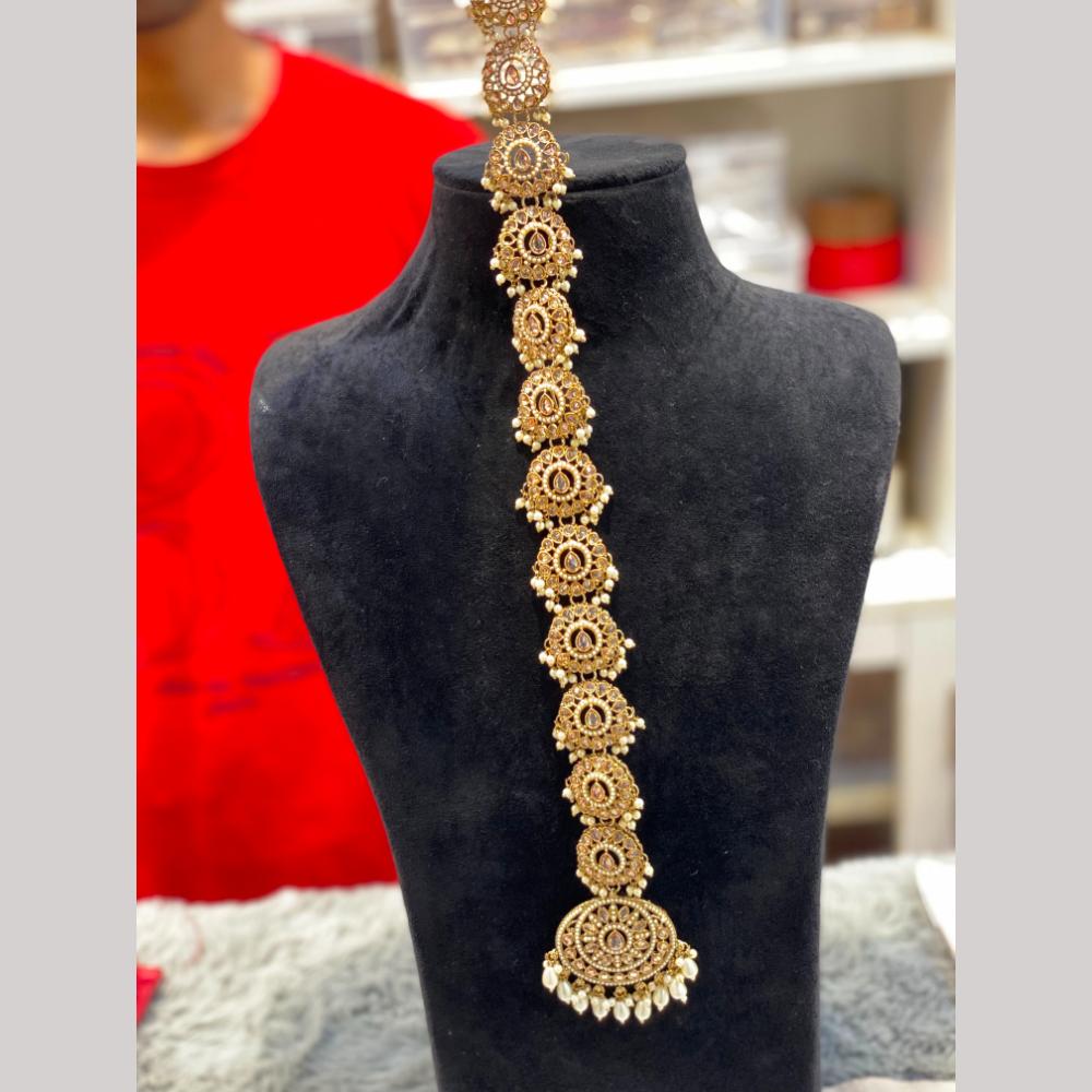 Hira Collections Gorgeous Crystal Stone And Pearl Hair Choti Wedding & Festive Look  