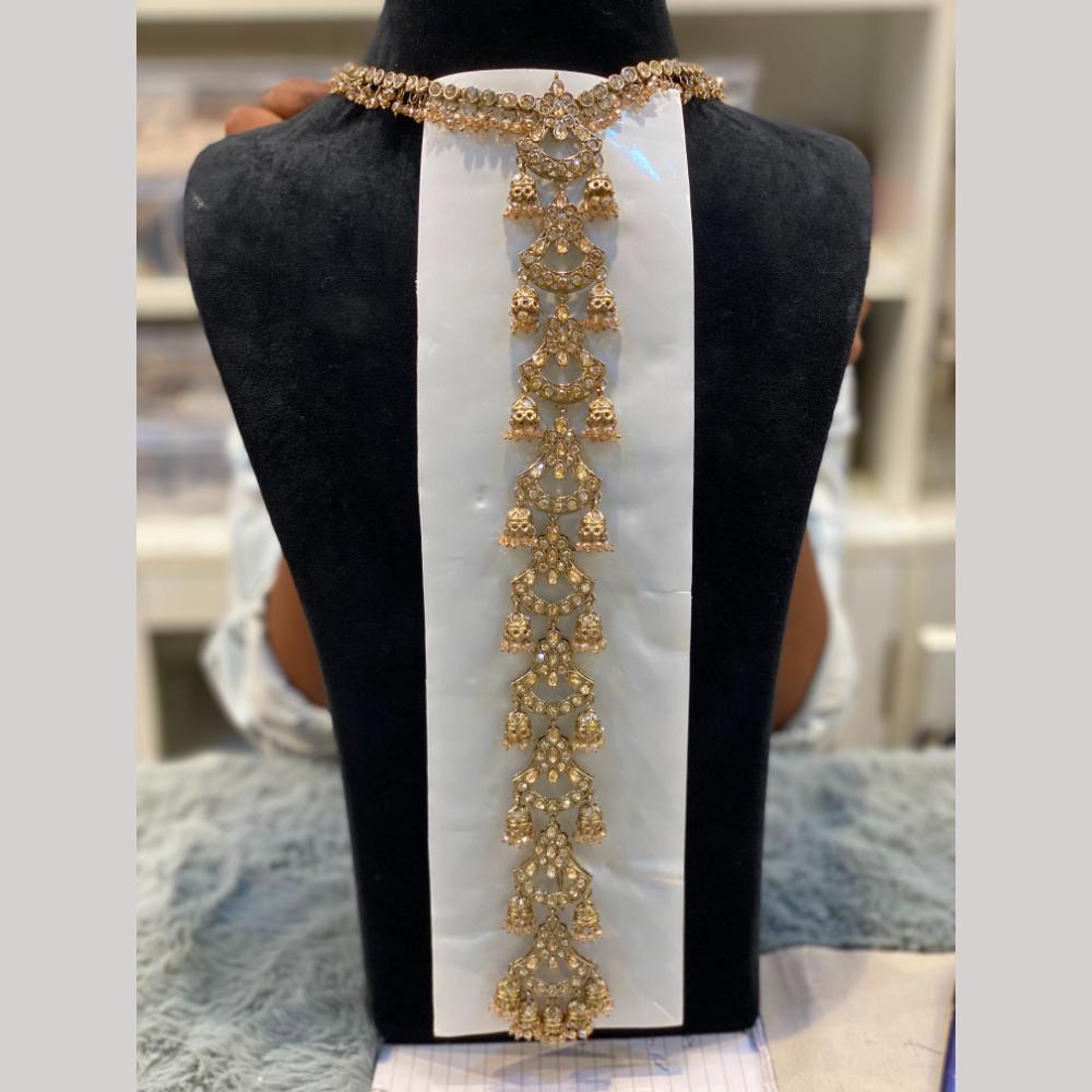 Hira Collections Gorgeous Crystal Stone And Pearl Hair Choti Wedding & Festive Look  