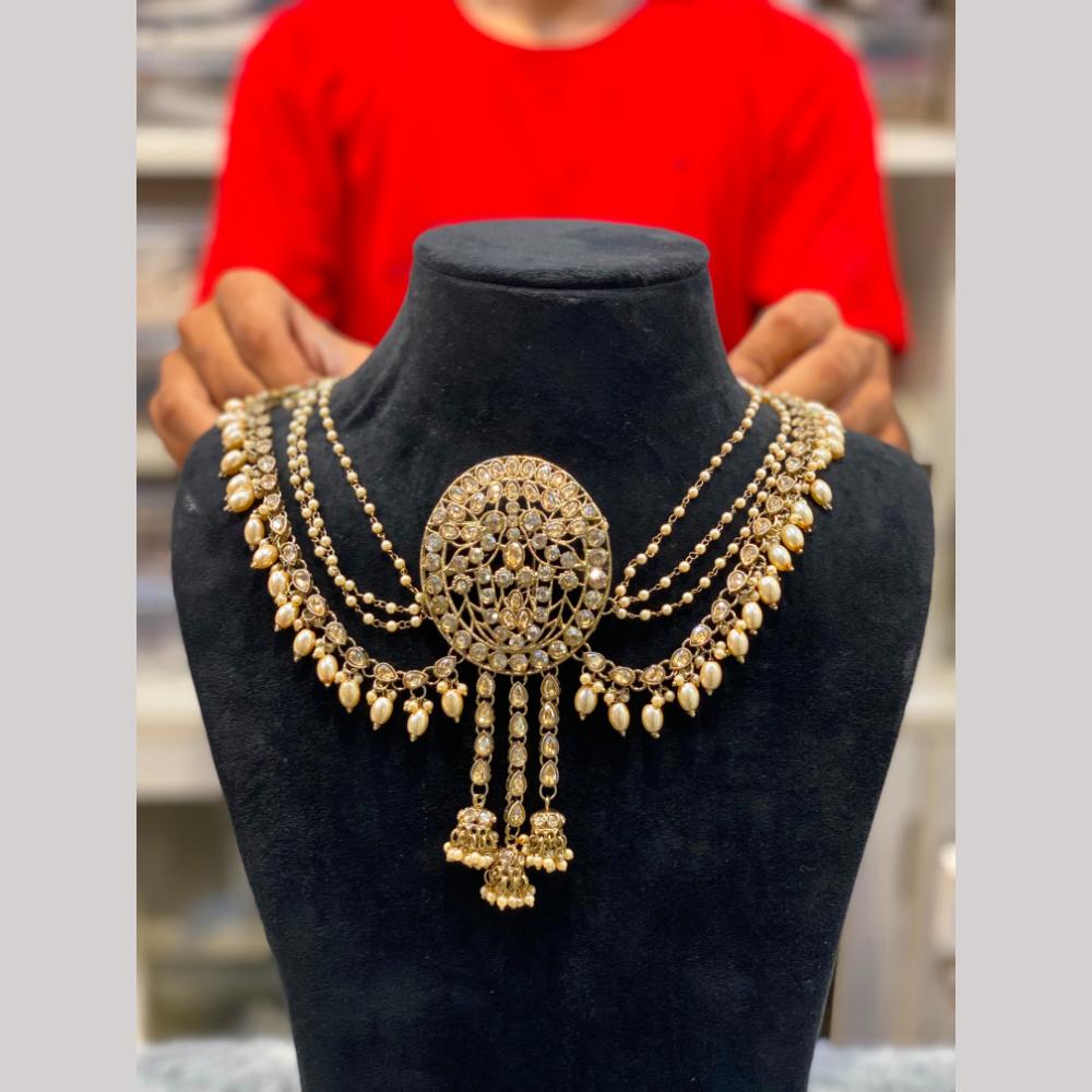 Hira Collections Royal Austrian Stone And Pearl Hair Accessories for Women