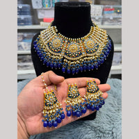 Hira Collections Luxury Kundan Stone Pearl And Beads Meenakari Choker Necklace Set