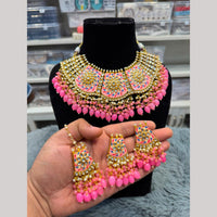 Hira Collections Luxury Kundan Stone Pearl And Beads Meenakari Choker Necklace Set