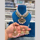 Hira Collections Wedding Wear Crystal Stone And Pearl Beautiful Necklace Set