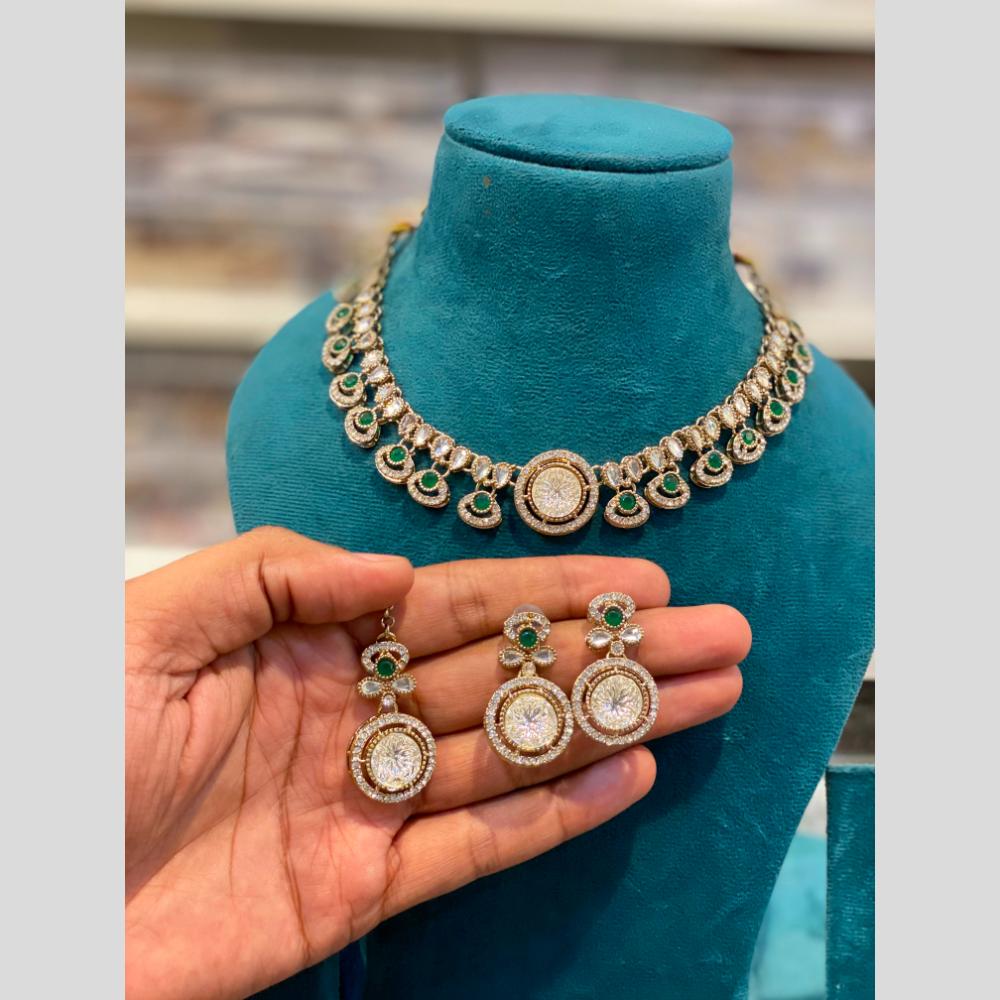 Hira Collections Wedding Wear Polki Kundan Stone Necklace Set 