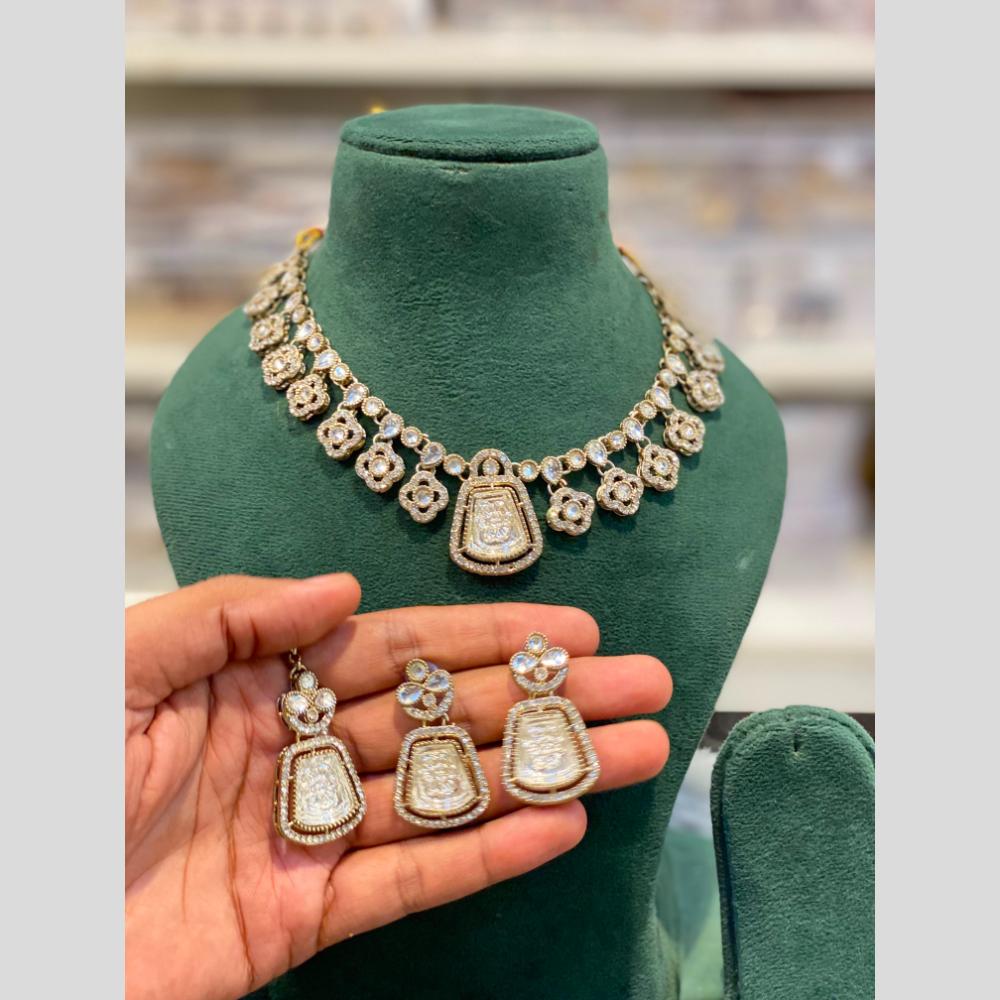 Hira Collections Wedding Wear Polki Kundan Stone Necklace Set