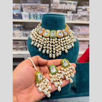Hira Collections Luxury Kundan Stone Pearl And Beads Meenakari Choker Necklace Set
