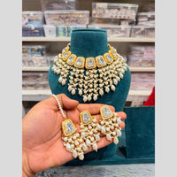 Hira Collections Luxury Kundan Stone Pearl And Beads Meenakari Choker Necklace Set