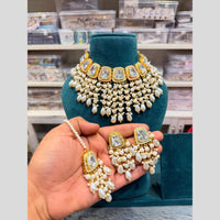 Hira Collections Luxury Kundan Stone Pearl And Beads Meenakari Choker Necklace Set