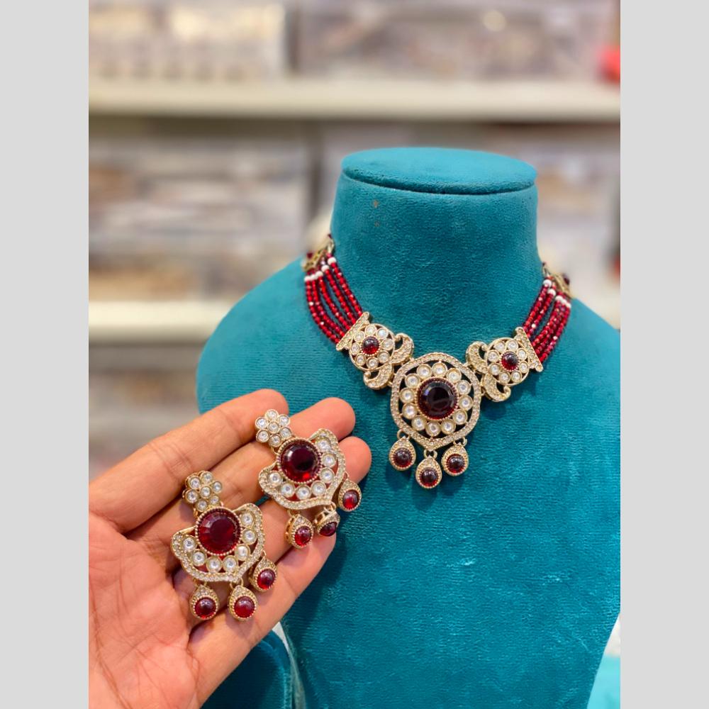 Hira Collections Wedding Wear Polki Kundan Stone And Pearl Necklace Set