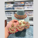 Hira Collections Wedding Wear Crystal Stone And Pearl Choker Necklace Set
