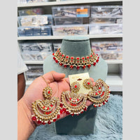 Hira Collections Wedding Wear Crystal Stone And Pearl Choker Necklace Set