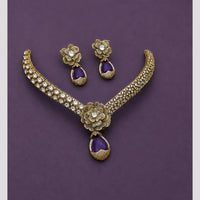 Hira Collections Elegant Austrian Stone Floral Necklace Set
