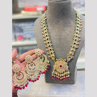 Hira Collections Maharani Style Kundan Stone And Pearl Long Necklace Set