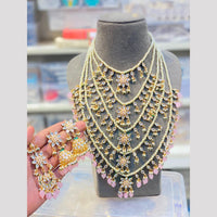 Hira Collections Maharani Style Kundan Stone And Pearl Long Necklace Set