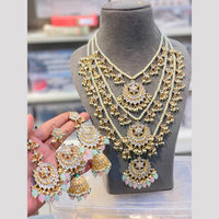 Hira Collections Maharani Style Kundan Stone And Pearl Long Necklace Set