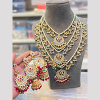 Hira Collections Maharani Style Kundan Stone And Pearl Long Necklace Set