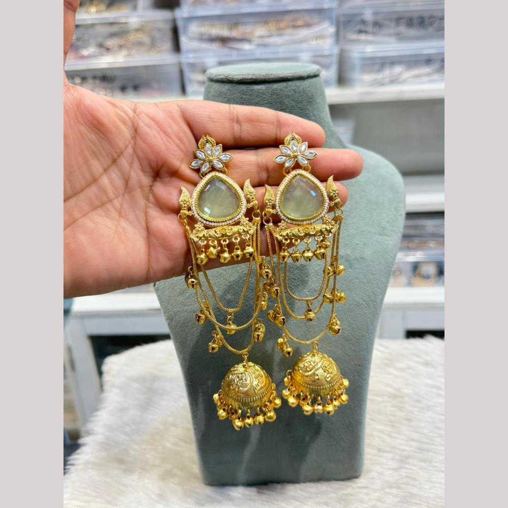 Hira Collections Heritage Polki Kundan Kashmiri Ghungroo Jhumki Earrings