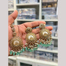 Hira Collections Stylish Crystal Stone And Pearl Dangler Earrings With Maang Tikka