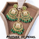 Hira Collections Stylish Crystal Stone And Pearl Dangler Earrings With Maang Tikka