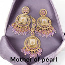 Hira Collections Stylish Crystal Stone And Pearl Dangler Earrings With Maang Tikka