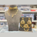 Hira Collections Traditional Gold Finish Choker Necklace Jewellery Set  