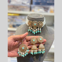 Hira Collections Beautiful Crystal Stone And Beads Choker Necklace Set