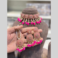 Hira Collections Beautiful Crystal Stone And Pearl Choker Necklace Set