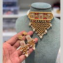 Hira Collections Beautiful Crystal Stone And Pearl Choker Necklace Set