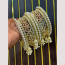 Hira Collections Elegant Austrian Stone And Pearl Bangles Set