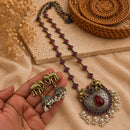 Hira Collections 2 Tone Gorgeous Pota Stone And Pearl Necklace Set 