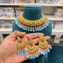 Hira Collections Royal Pota Stone And Pearl Stylish Choker Neckalce Set