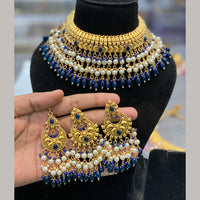 Hira Collections Royal Pota Stone And Pearl Stylish Choker Neckalce Set